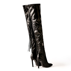 Bottes hautes à talon aiguille pour femmes européennes et américaines, bottes à talon haut à jambe fine avec fermeture éclair latérale, bottes à talon haut tendance - Product Image 3