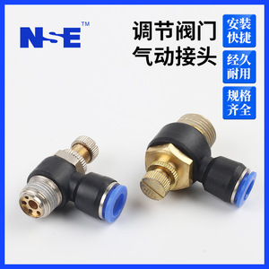 วาล์วควบคุมการไหลแบบนิวแมติก SL8 02 ตัวควบคุมความเร็วแบบปรับได้สำหรับการใช้งานกับแก๊สแรงดันสูง - Product Image 4