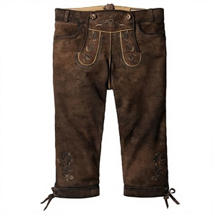 Shorts en cuir suédé véritable pour femmes, style Lederhosen bavarois, brodés, traditionnels, pour l'Oktoberfest, tenue décontractée - Product Image 1