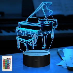 Regalos con Forma de Nota Musical, Lámpara Nocturna 3D con Ilusión Óptica, 16 Colores, Control Remoto, Decoración con Notas Musicales para Niños y Niñas, Regalos de <span class=keywords><strong>Cumpleaños</strong></span> - Product Image 3