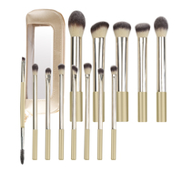 Ensemble de 13 pinceaux de maquillage JIY, poils synthétiques, manche or champagne, pinceaux pour fond de teint, poudre, blush, fard à paupières, eye-liner