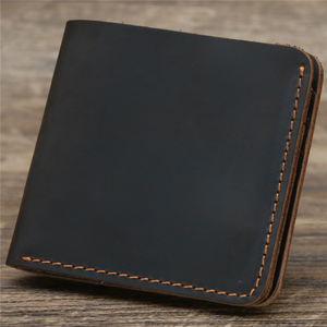 <b>Men's</b> Vintage Genuine Leather Slim Fold Short <b>Card</b> <b>Holder</b> Cash <b>Wallet</b> Minimalist Short Length Design Made in Bangladesh - Product Image 1