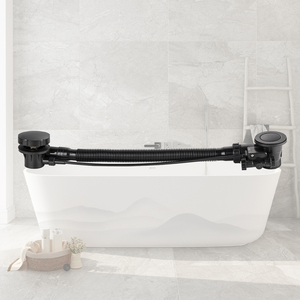 JOYHOO Bonde de <span class=keywords><strong>baignoire</strong></span> noir mat en cuivre avec petit capuchon, volant et câble de tirage, avec tuyau flexible à soufflet pour <span class=keywords><strong>baignoire</strong></span> - Product Image 6