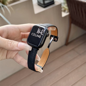 Cinturino di Lusso in Pelle Magnetico Compatibile con <span class=keywords><strong>Apple</strong></span> <span class=keywords><strong>Watch</strong></span> Serie 11 10 9 <span class=keywords><strong>8</strong></span> <span class=keywords><strong>7</strong></span> 6 SE Ultra, Cinturino con Motivo Litchi Testurizzato - Product Image 4