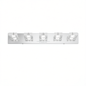 Lámpara de Vanidad LED Moderna de Hierro Cromado, 31 Pulgadas, Pantalla Acrílica Cuadrada, Montaje en Pared, Iluminación para Espejo de Baño - Product Image 1
