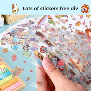 Mini House PET Scene Sticker Book, 8 pegatinas transparentes <span class=keywords><strong>de</strong></span> simulación <span class=keywords><strong>de</strong></span> panadería, cafetería, animales pequeños y muebles para diario, collage DIY - Product Image 4