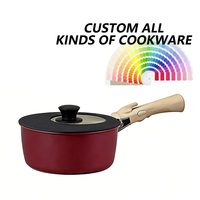 Casserole en aluminium forgé antiadhésive OEM d'usine avec couvercle, poignée amovible, empilable, pour soupes et ragoûts, compatible four et induction
