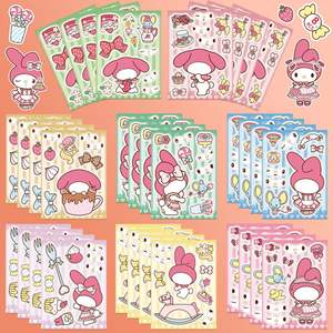 8 autocollants de puzzle mignons en PVC/vinyle, style mélodie, interactifs parent-enfant, éducatifs, adhésifs, imperméables, pour faire des visages - Product Image 1