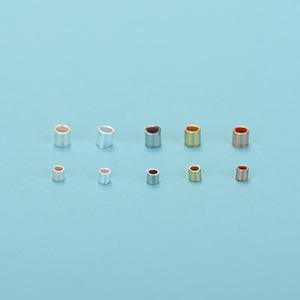 S925 Tube Crimp End Beads Column Lined End <b>Spacer</b> Terminators Tips for DIY Jewelry Making - Product Image 2
