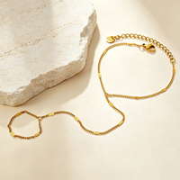 Bracelet de doigt minimaliste en acier inoxydable plaqué or 18 carats PVD, hypoallergénique, étanche, style esclave
