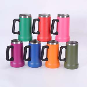 Mug à bière classique de 24 oz avec poignée, logo personnalisé, double paroi isolée en acier inoxydable, revêtement en poudre - Product Image 6