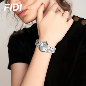 Reloj de Cuarzo Minimalista para Mujer FIDI, Esfera Plateada, Rosa y Verde, Correa de Acero Inoxidable, Resistente al Agua, con Fecha - Product Image 5