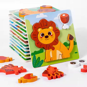 Jouet éducatif Montessori en bois 3D Animal Puzzle Logic Game pour les compétences de développement du cerveau des enfants - Product Image 1