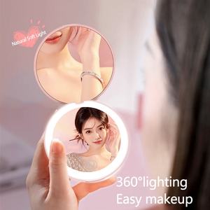 Espejo LED Compacto de Alta Calidad, Recargable por USB, Redondo, para Maquillaje, con Aumento de 3X, Mini Espejos de Viaje para Regalo - Product Image 5