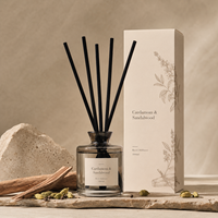 Diffuseur à roseaux carré 100 ml Marque Blanche, Kit Complet avec Huile Parfumée Bergamote Cèdre, Bouteille Personnalisée, Logo et Boîte pour Détaillants