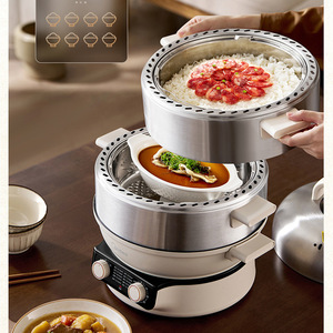 Cuiseur vapeur électrique Midea 16L à 4 niveaux en acier inoxydable multifonctionnel avec technologie de vapeur enveloppante - Product Image 4