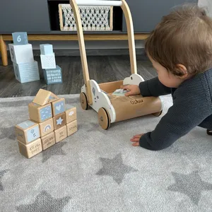 <span class=keywords><strong>Chariot</strong></span> éducatif en <span class=keywords><strong>bois</strong></span> pour enfants avec blocs <span class=keywords><strong>de</strong></span> construction marchettes d'apprentissage interactives - Product Image 2