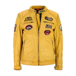 Jacket in leather high quality Holyfreedom Zero Yellow