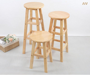 Siège en bois de style simple tabouret de bar de restaurant chaise haute chaise de bar à café chaise de salle à manger pour bar à café - Product Image 2