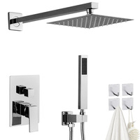 Ensemble de douche encastré - Pomme de douche noire encastrée au mur, norme américaine NPT, best-seller, mitigeur de douche encastré quatre voies chaud/froid
