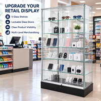 Vitrine de présentation en verre verrouillable à 5 étagères, sur pied, pour magasin de proximité, accessoires téléphoniques