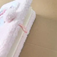 Cuaderno de Peluche con Diseño de Chica de Dibujos Animados, Diario Rosa con Corazones, Estética Femenina, Incluye Cubierta y Cuaderno Interior