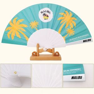 Nuevo Abanico Plegable de Tela y Plástico para Regalo, Manualidades, Decoración, con Impresión de Logotipo, para Bodas - Product Image 3