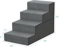 Escalier pour chien en bambou YENING - 24 pouces de haut, extra large, 4 marches, pour lits et canapés hauts