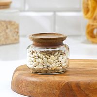 Couvercle de bocal en bois d'acacia naturel réutilisable avec joint en silicone, compatible avec les bocaux à ouverture standard