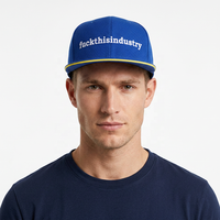 Op maat gemaakte Oxford Dobby 6-panel gestructureerde snapback baseballcap met 2-kleurige borduring op de klep, grijs & marineblauw, stippenpatroon.
