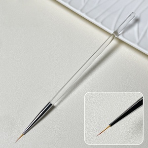 Ensemble de 5 pinceaux à ongles ultra fins avec manche en acrylique transparent <span class=keywords><strong>pour</strong></span> la <span class=keywords><strong>manucure</strong></span> française, le dessin de lignes et les détails - Product Image 2