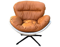 Fauteuil de relaxation pivotant moderne en similicuir, rembourré en éponge, inclinable, avec base métallique, doux et confortable pour salon, appartement, hôtel