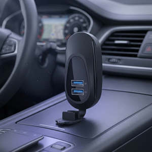 12V 24V 36W Dual USB-A QC3.0 Quick Charge Vertical Panel Mount USB Charger <b>Socket</b> for RV Caravan Campervan Motorhome Bus Coach - Product Image 3