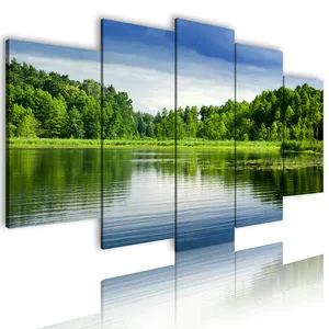 Natural Scenery Forest Lake Five Canvas Prints Painting Home Wall Art Modern 2021