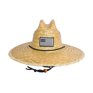 Chapeaux de paille personnalisés avec logo pour le surf, la pêche, la plage, protection solaire estivale, à large bord, style sauveteur, en paille naturelle - Product Image 4
