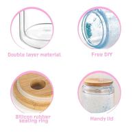 Gobelets à double paroi de 16 oz en forme de boule de neige, cadeau de Noël pour enfants, gobelets en verre pailleté avec couvercles et pailles, mugs à sublimation