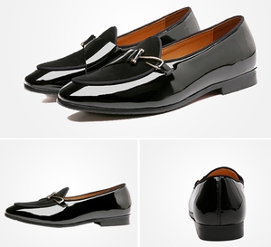 Scarpe in Pelle a Punta Affilata <span class=keywords><strong>con</strong></span> <span class=keywords><strong>Fibbia</strong></span> Versatile, <span class=keywords><strong>Mocassini</strong></span> Personalizzati in Pelle Verniciata <span class=keywords><strong>con</strong></span> Rialzo Interno, Scarpe da Uomo - Product Image 5