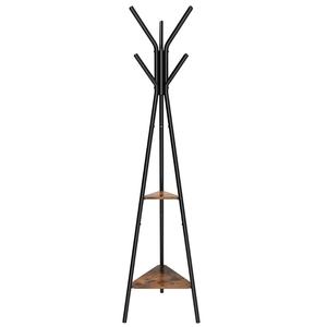 Industrial Coat Rack, Coat <strong>Stand</strong> with 2 Shelves,<strong>Hall</strong> Trees Free Standing with Hooks and Clothes Rail - Product Image 1