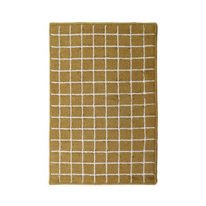 Modern Geometric Grid Area Rug Rectangle Organic Cotton Flat Weave Living Room Decor Washable Indoor Floor Mat - Product Image 3