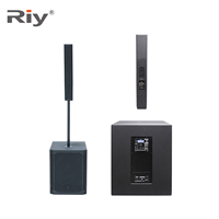 Sistema de Sonido RIY TP12SP+L304 Pro con Altavoz Activo de 12 Pulgadas y 4 Altavoces de Columna de 3 Pulgadas en Madera para Actuaciones en Escenarios al Aire Libre