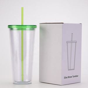 Gobelet en plastique à double paroi réutilisable de 24 OZ, gobelets à boissons transparents, tasse de voyage isolée avec paille et couvercle, fabriqué au Vietnam - Product Image 2