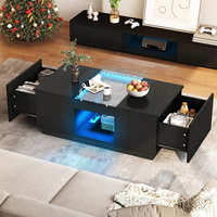 Mobilier de salon Led étagère en verre pour table basse Ith tiroirs de rangement