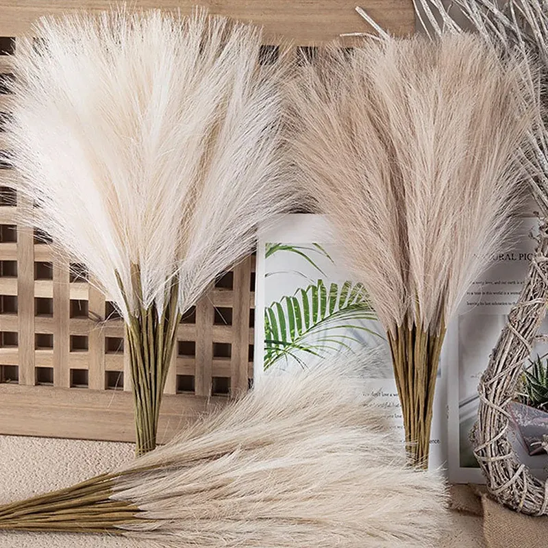55CM Fluffy Pampas Grass Boho Decor Flower Plant Reed Simulated Wedding Party Home Decoration Artificial Flowers