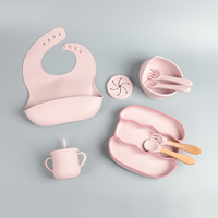 Eversoul Lot de 9 assiettes à ventouse double couleur pour bébé, plats divisés incassables, produits de salle à manger pour enfants, ensemble d'alimentation en silicone pour bébé