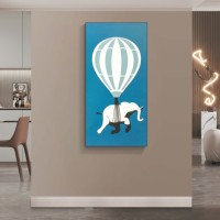 Art mural moderne 3D éléphant Peintures suspendues d'hôtel simples pour la décoration de porche Arts muraux encadrés Sujets d'animaux pour le bureau à domicile