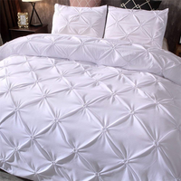 Housse de couette décorative de luxe solide plissée couleur personnalisable qualité respirante ensemble housse de couette King Polyester