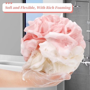 Shower Loofah for Men and Women, Bath Sponge Exfoliating Back Scrubber, Soft Mesh Body Pouf with Hand Strap - Product Image 3