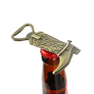 custom metal 3d design bronze shoe shaped boot bottle opener
