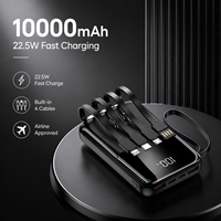 Tendance 2026 : Batterie Externe Personnalisée pour Téléphone avec Logo, Haute Qualité, 10000 mAh, 4-en-1, Câbles USB et Écran LED, PD22.5W