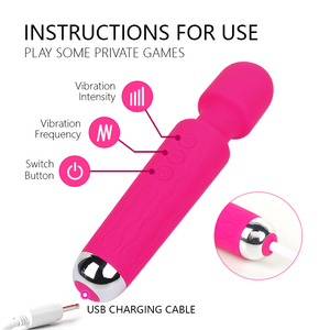 Vibrador Masajeador Tipo Varita USB Recargable Knight Stick de 8 Velocidades y 20 Frecuencias, Productos para Adultos, Juguetes Sexuales, Masaje - Product Image 4